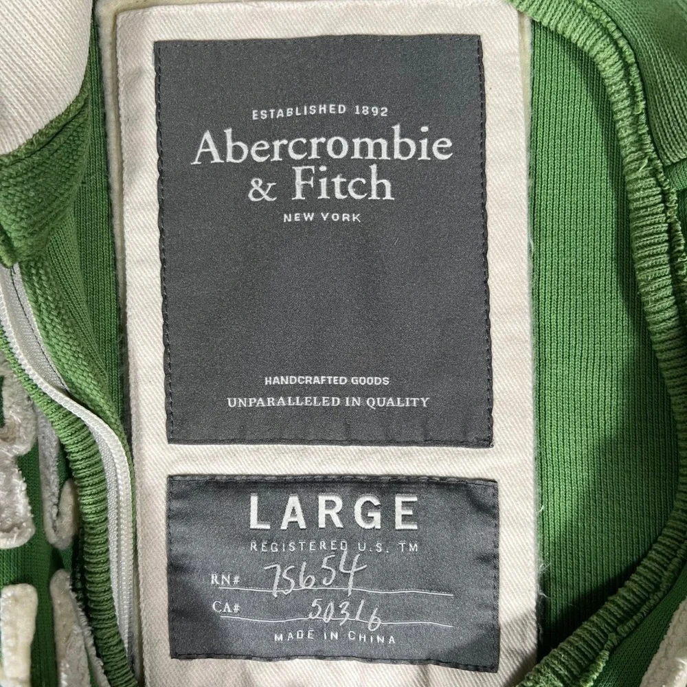 Abercrombie &‎ Fitch Mens Green Full Zip Track Jacket Large Vintage Y2K Athletic